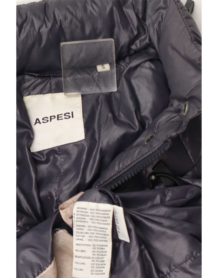 Aspesi Womens Quilted Jacket UK 10 Small Navy Blue Polyamide