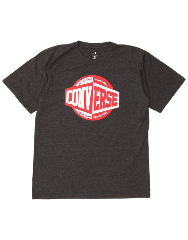 CONVERSE Mens Graphic T-Shirt Top Medium Grey
