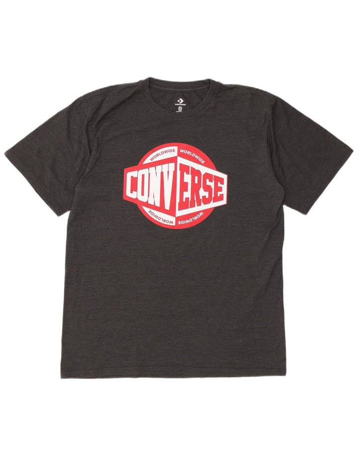 CONVERSE Mens Graphic T-Shirt Top Medium Grey