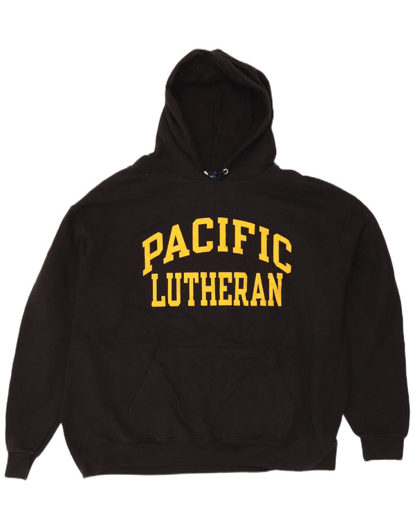Champion Womens Pacific Lutheran Graphic Hoodie Jumper UK 20 2XL Black