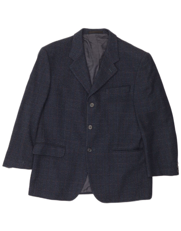 Vestra Mens 3 Button Blazer Jacket UK 40 Large Navy Blue Herringbone