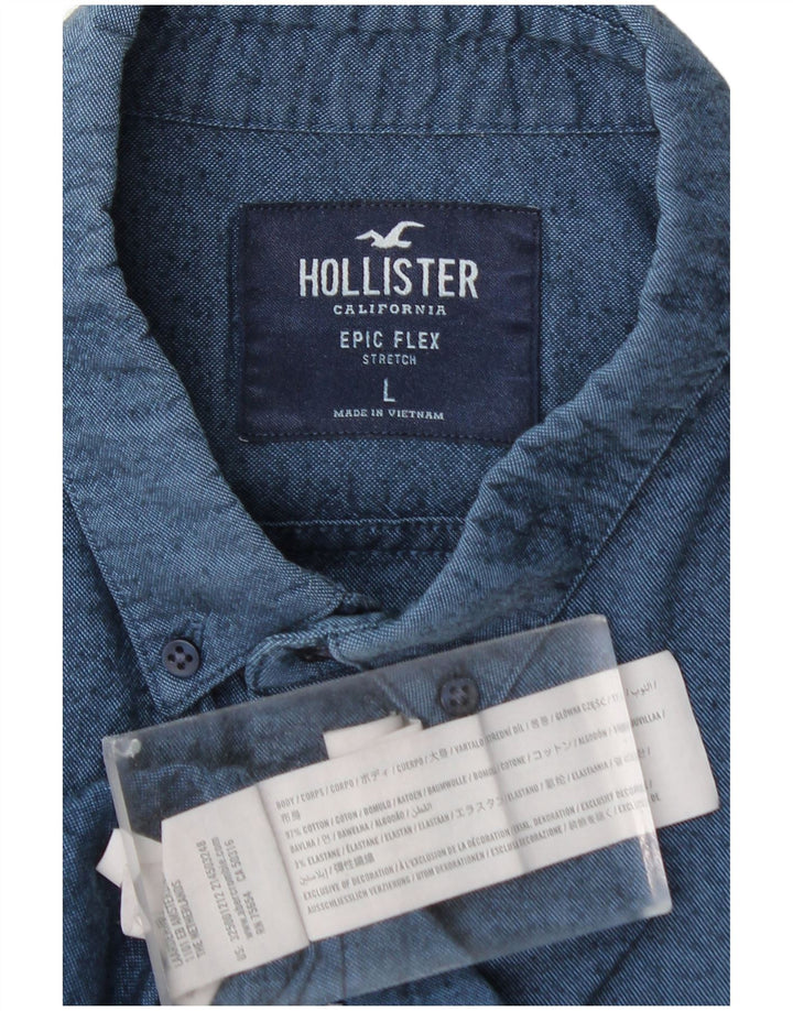 HOLLISTER Mens Shirt Large Navy Blue Flecked Cotton