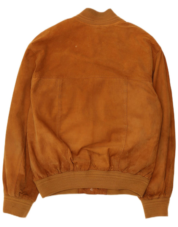 Vintage Mens Suede Bomber Jacket UK 40 Large Brown Leather