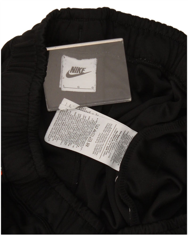 Nike Womens Graphic Tracksuit Trousers Joggers UK 16 Large Black Polyester