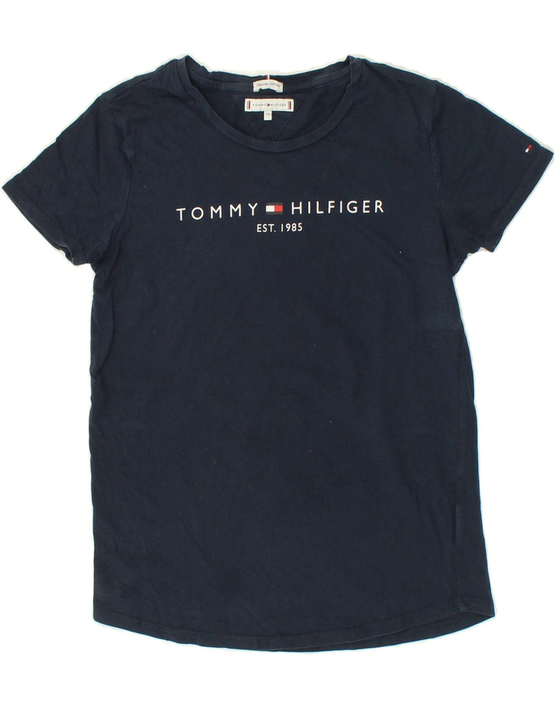 TOMMY HILFIGER Girls Graphic T-Shirt Top 15-16 Years Navy Blue Vintage Tommy Hilfiger and Second-Hand Tommy Hilfiger from Messina Hembry 