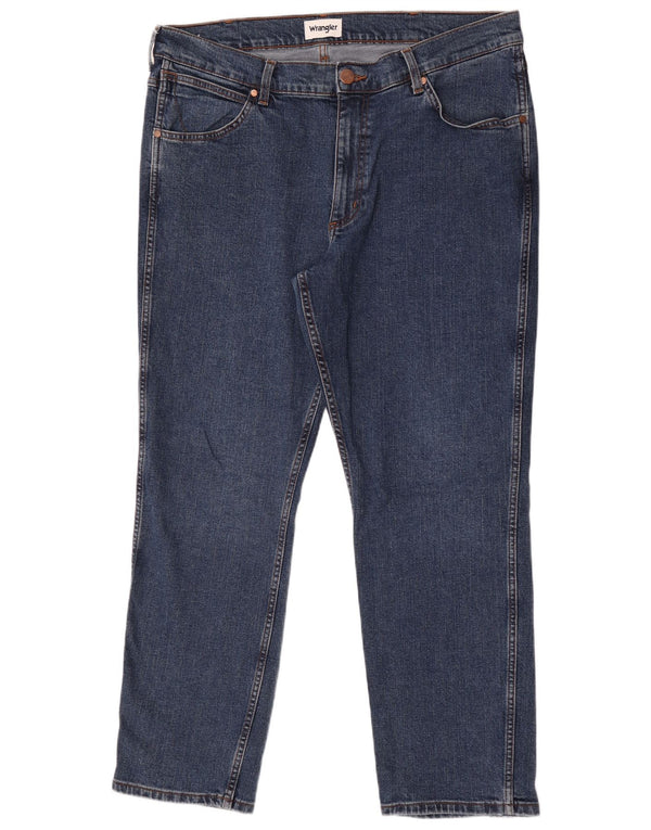 Wrangler Mens Greensboro Regular Fit Straight Jeans W38 L30 Blue Cotton