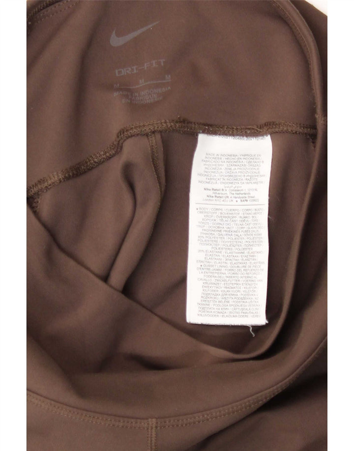 Nike Womens Dri Fit Leggings UK 12 Medium Brown Polyester