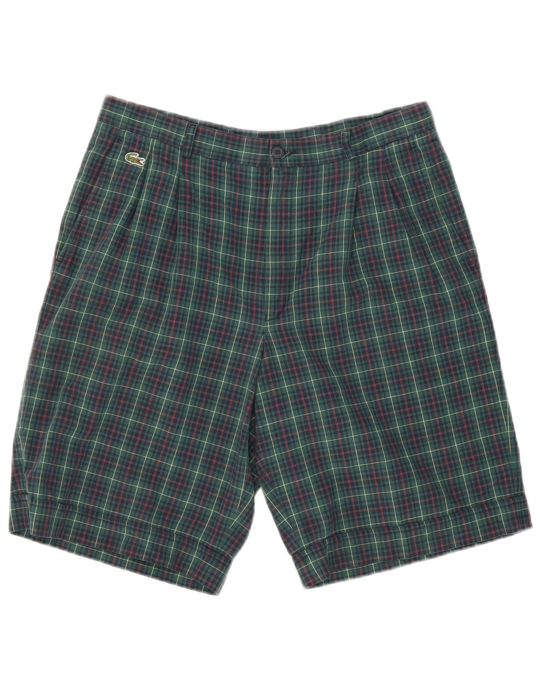 Lacoste Mens Pegged Chino Shorts Size 42 Medium W31 Green Check Cotton