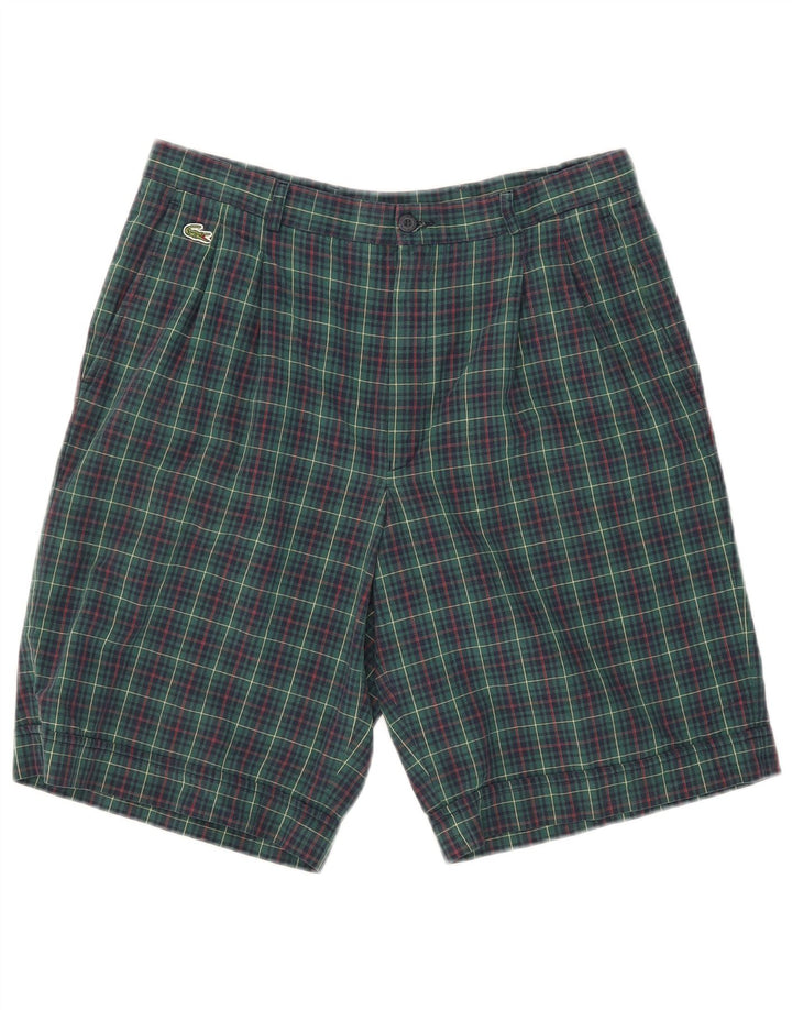 Lacoste Mens Pegged Chino Shorts Size 42 Medium W31 Green Check Cotton