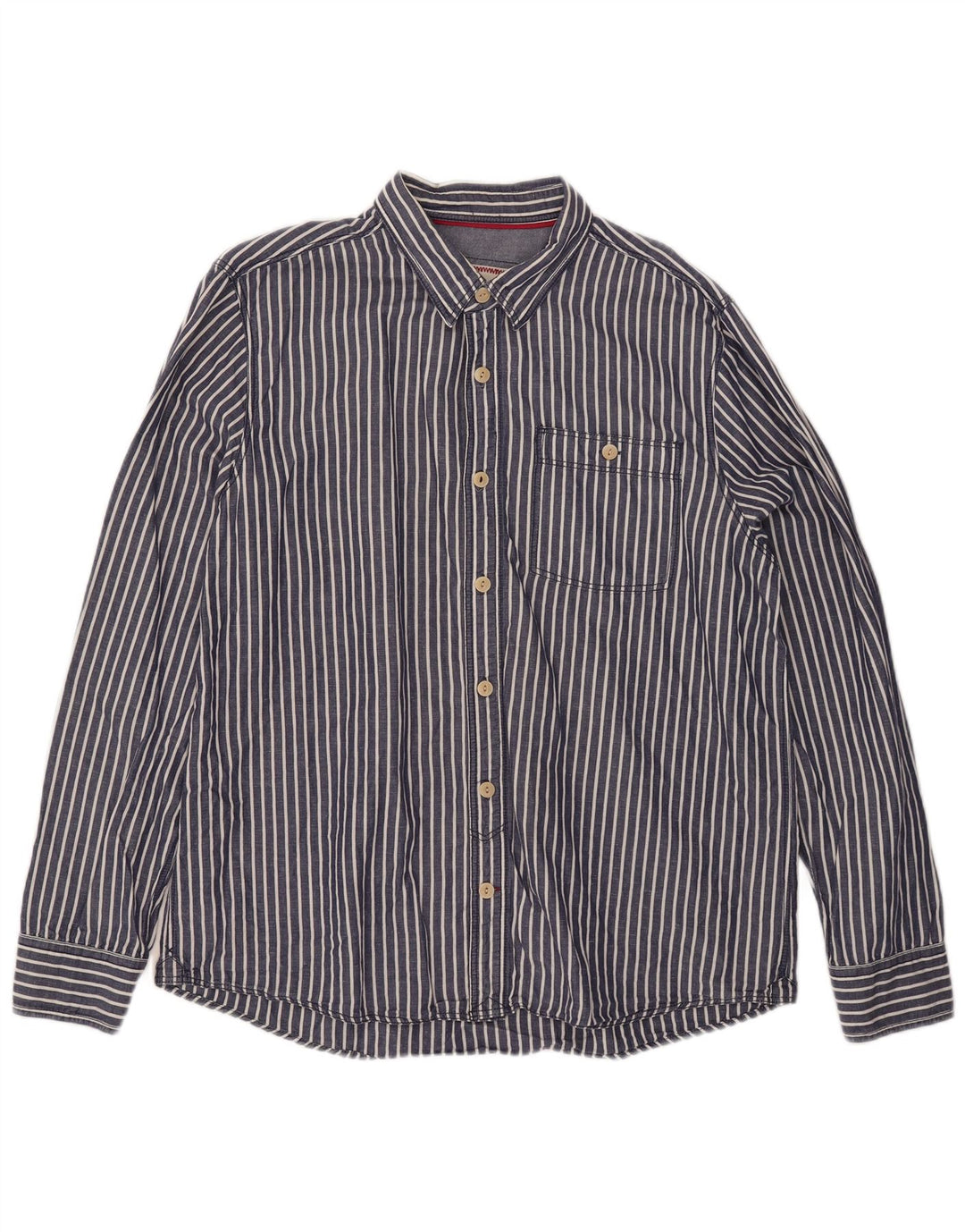 FAT FACE Mens Shirt XL Navy Blue Striped Cotton