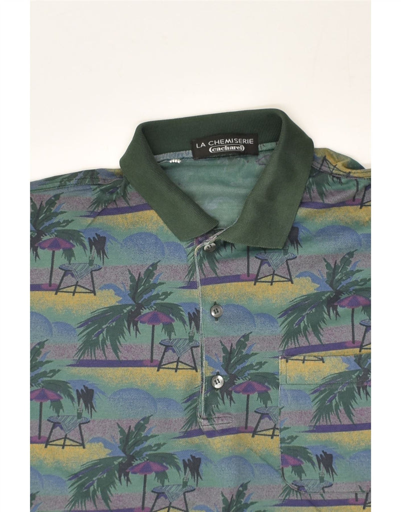 CACHAREL Mens Polo Shirt Medium Green Cotton Hawaiian | Vintage Cacharel | Thrift | Second-Hand Cacharel | Used Clothing | Messina Hembry 