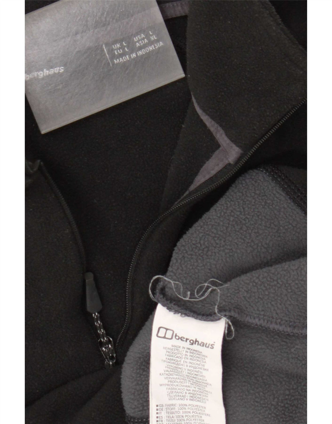 Berghaus Mens Zip Neck Fleece Jumper Large Black Colourblock Polyester