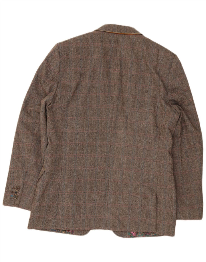 Ted Baker Mens Regular Fit Blazer Jacket UK 40 Large Brown Herringbone