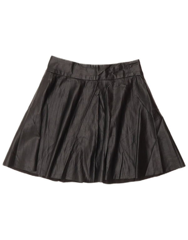 Zara Womens Faux Leather Mini Skirt Small W26  Black Polyester