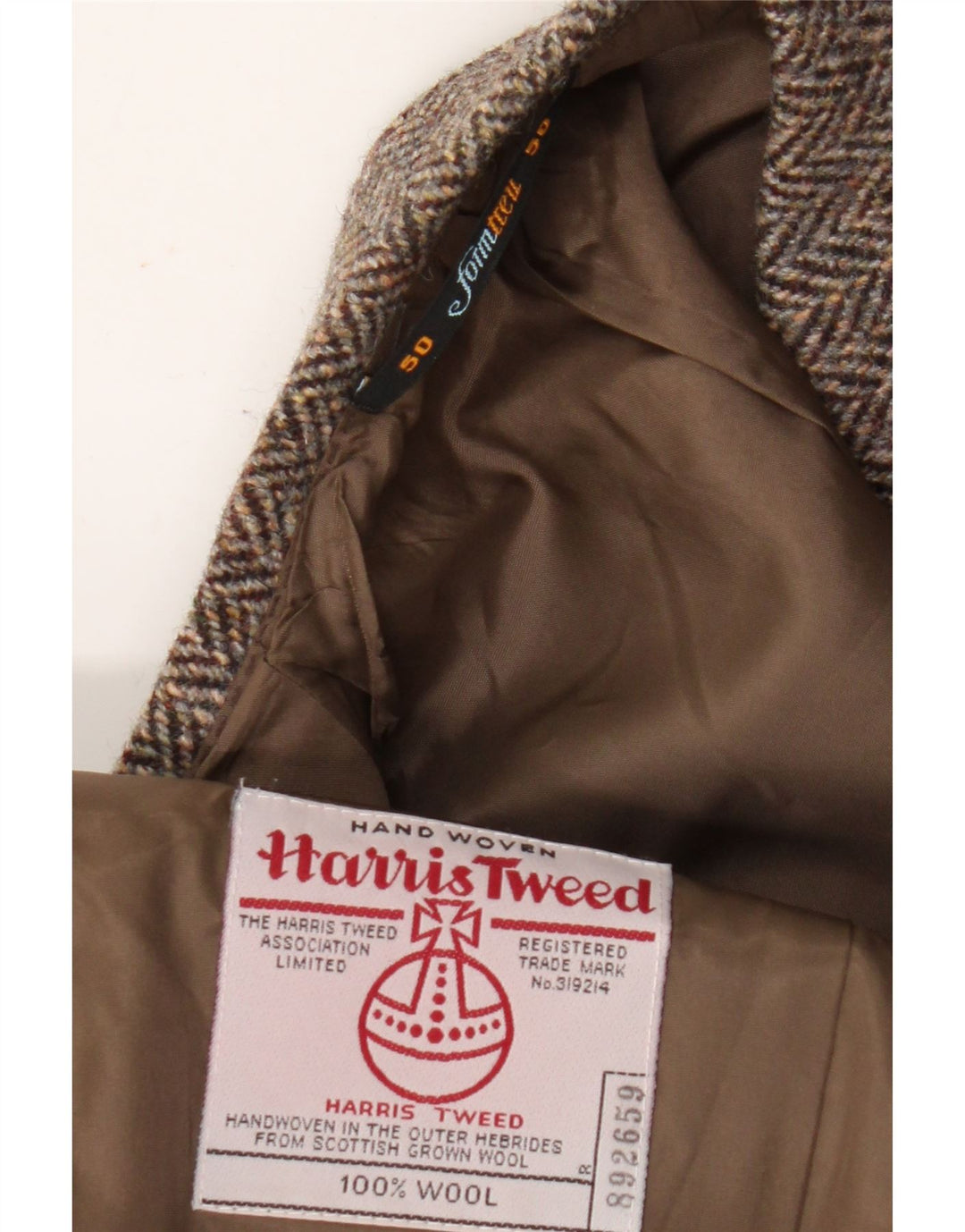 Harris Tweed Mens 2 Button Blazer Jacket IT 50 Large Brown Herringbone Wool