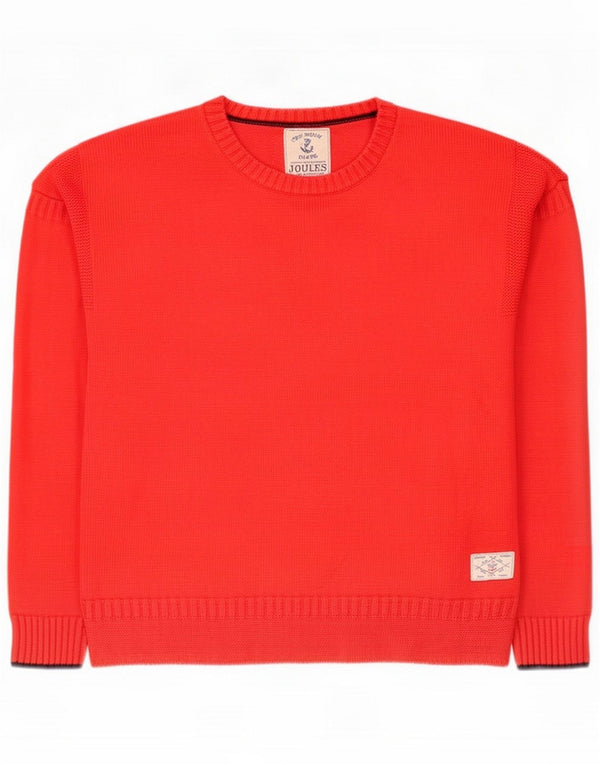 Joules Womens Crew Neck Jumper Sweater UK 12 Medium Red Cotton