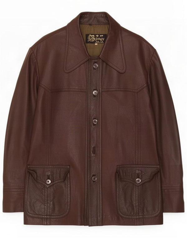 Golden Leaf Mens Leather Jacket UK 38 Medium Brown