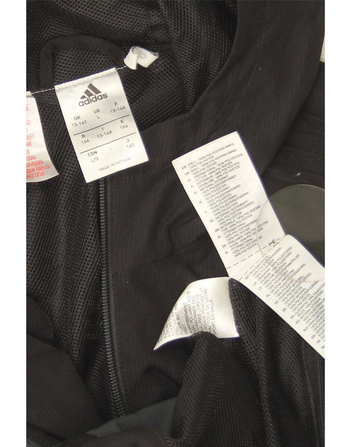 Adidas Boys Hooded Rain Jacket 13-14 Years  Black Colourblock Polyester
