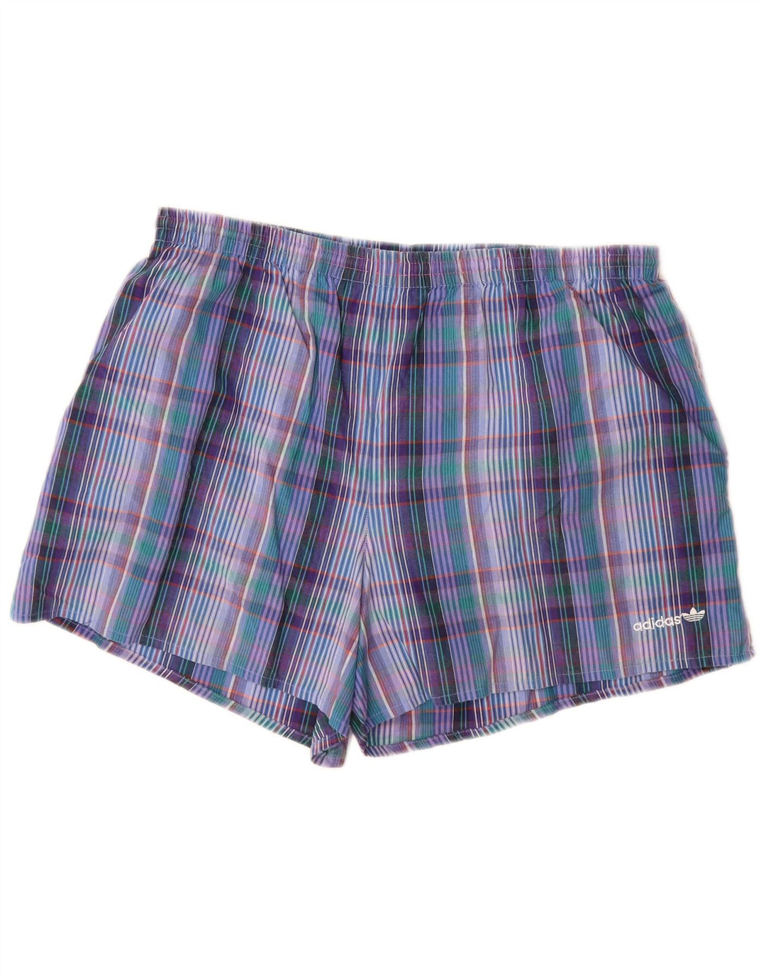 ADIDAS Mens Swimming Shorts Large  Blue Check Cotton