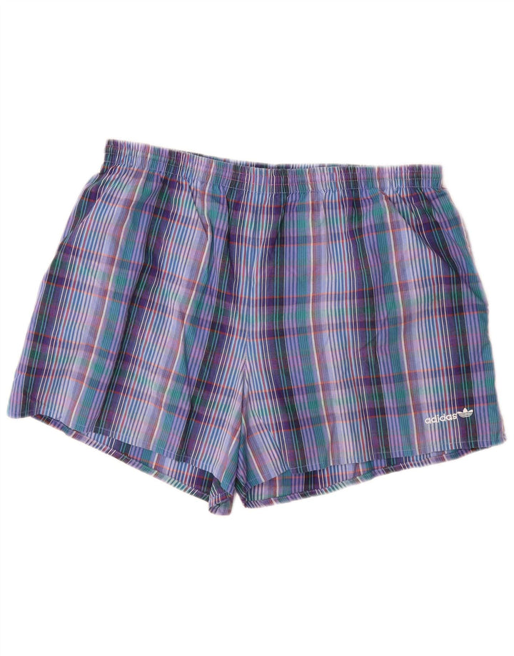 ADIDAS Mens Swimming Shorts Large  Blue Check Cotton