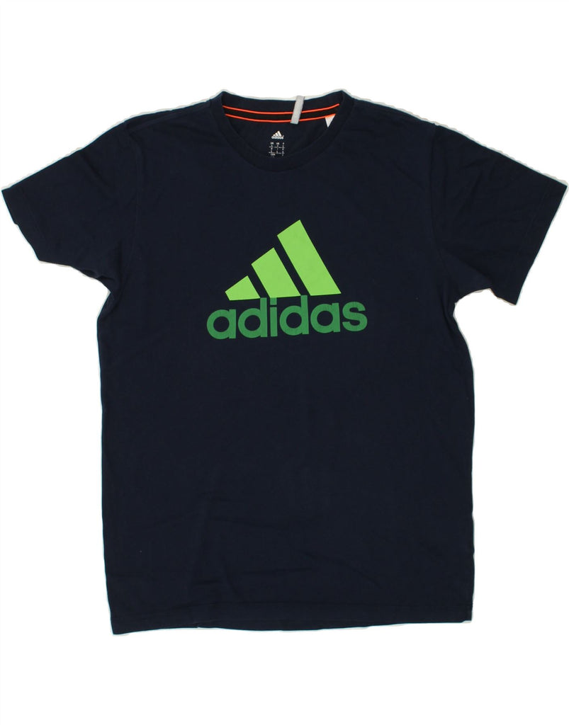 ADIDAS Mens Graphic T-Shirt Top Small Navy Blue Cotton | Vintage Adidas | Thrift | Second-Hand Adidas | Used Clothing | Messina Hembry 