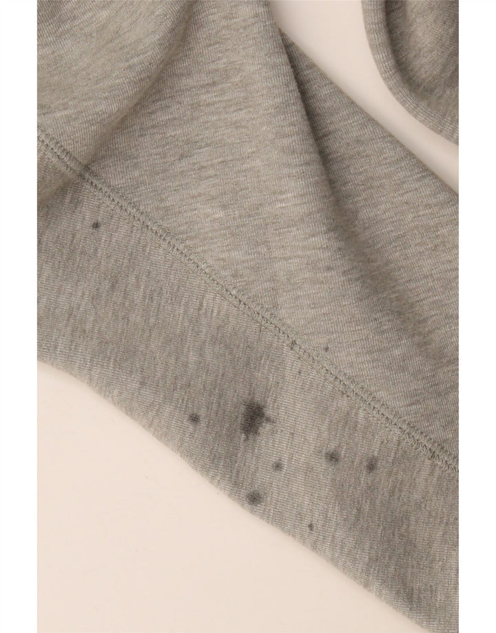 NIKE Womens Zip Hoodie Sweater UK 14 Medium Grey Flecked Cotton