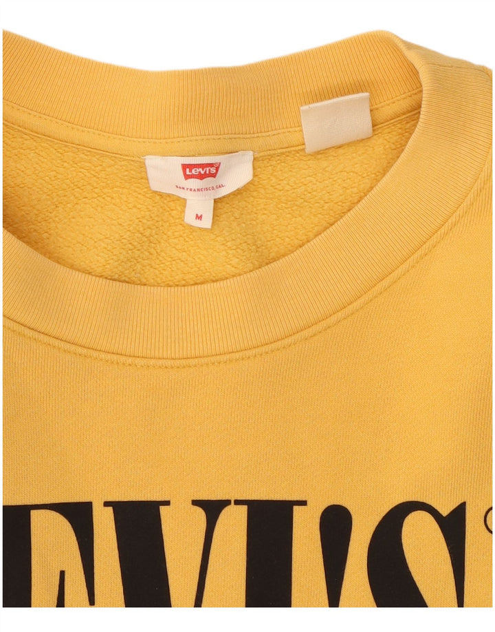 Levi's Womens Oversized Crop Graphic Sweatshirt Jumper UK 14 Medium Yellow