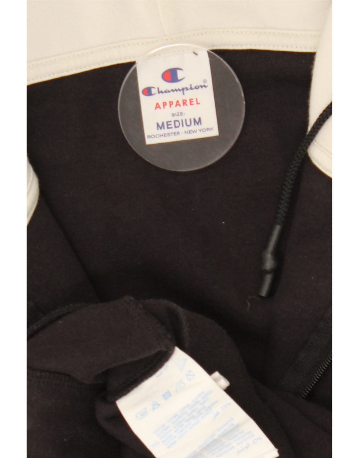 CHAMPION Womens Zip Hoodie Sweater UK 12 Medium Black Colourblock Cotton Vintage Champion and Second-Hand Champion from Messina Hembry 