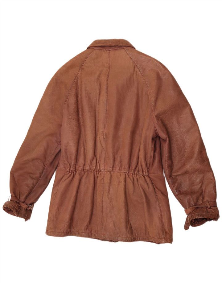 Vintage Womens Leather Jacket IT 52 2XL Brown