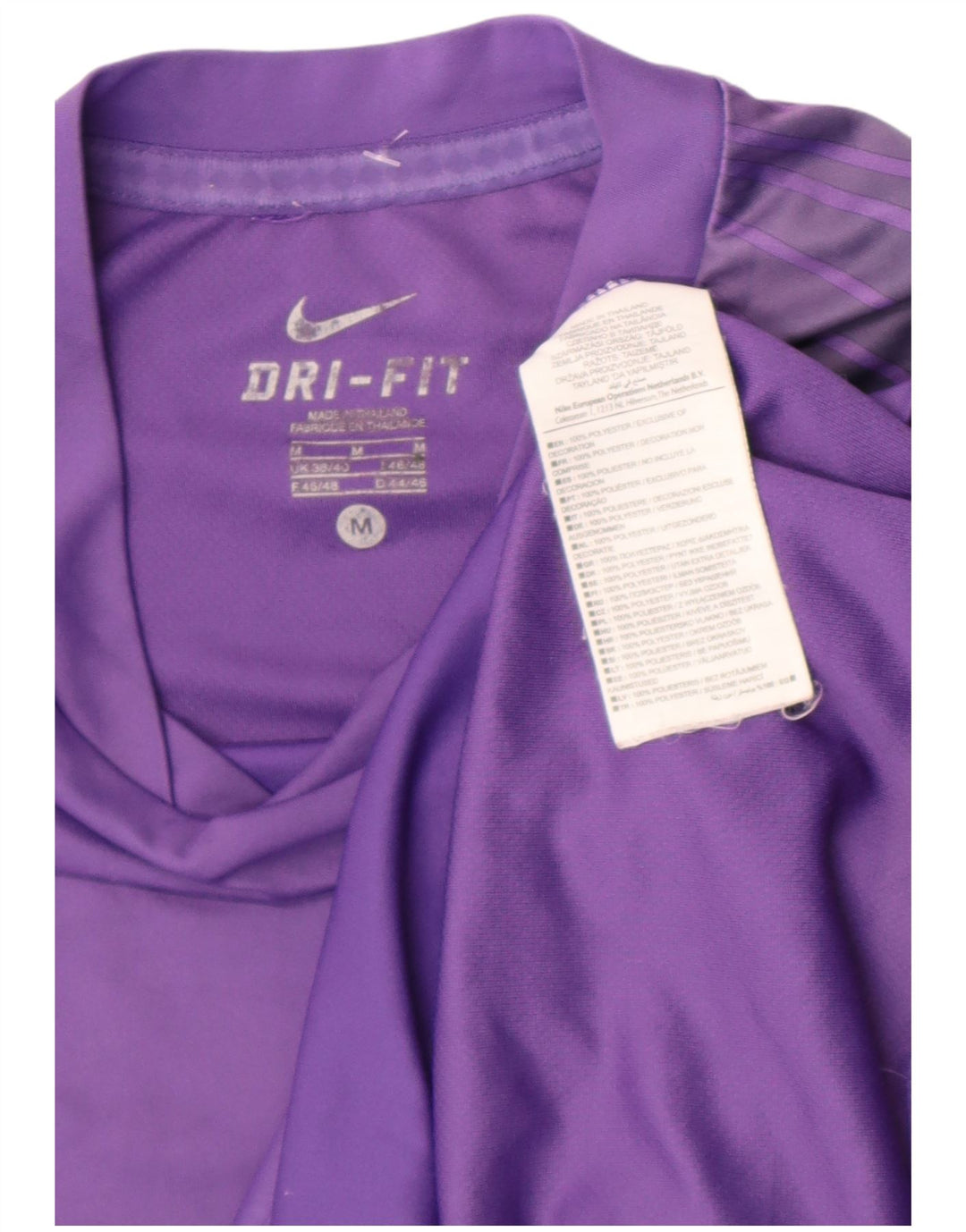 Nike Mens Dri Fit T-Shirt Top Medium Purple Colourblock Polyester