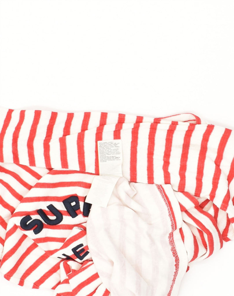 SUPERDRY Womens Graphic Top Long Sleeve UK 12 Medium Red Striped Cotton | Vintage Superdry | Thrift | Second-Hand Superdry | Used Clothing | Messina Hembry 