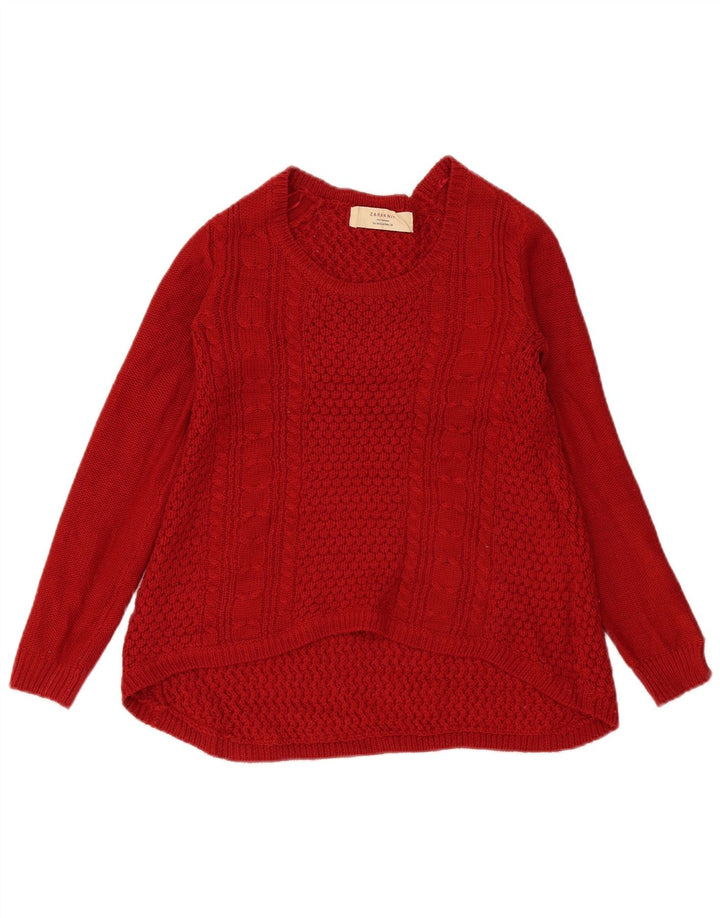 Zara Womens Boat Neck Jumper Sweater UK 14 Medium Red Acrylic
