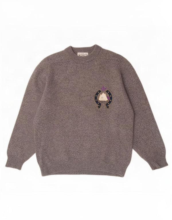 Iceberg Mens Crew Neck Jumper Sweater Medium Grey Virgin Wool
