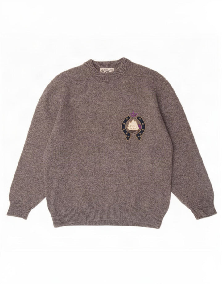 Iceberg Mens Crew Neck Jumper Sweater Medium Grey Virgin Wool
