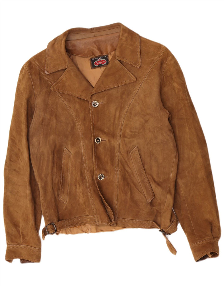 Vintage Mens Suede Jacket IT 48 Medium Beige