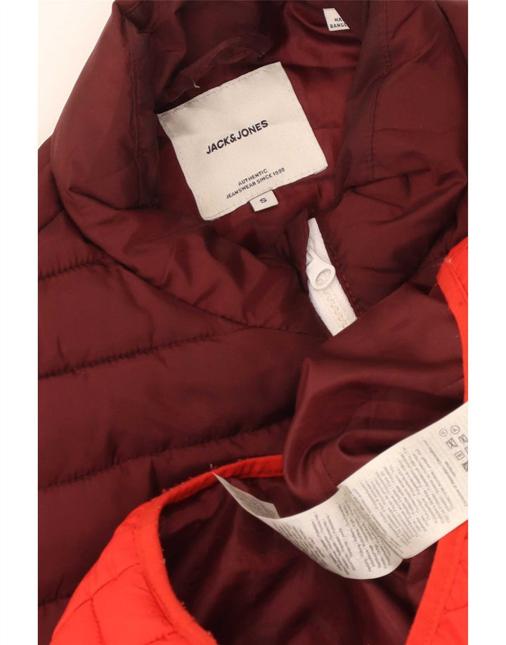 Jack & Jones Mens Padded Gilet UK 36 Small Red Colourblock Polyester
