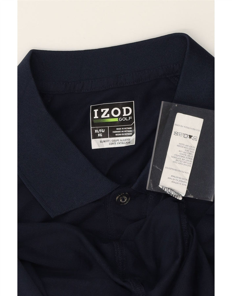 IZOD Mens Coupe Ajustee Slim Fit Polo Shirt XL Navy Blue Polyester Vintage Izod and Second-Hand Izod from Messina Hembry 