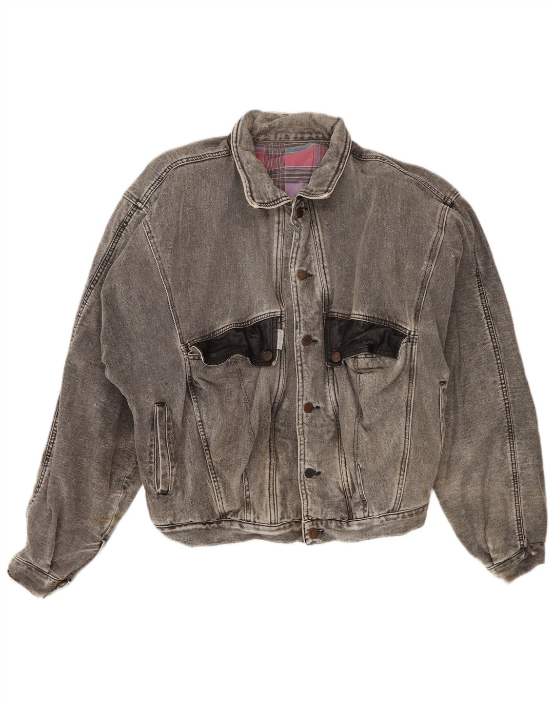 Vintage Mens Denim Jacket UK 40 Large Grey