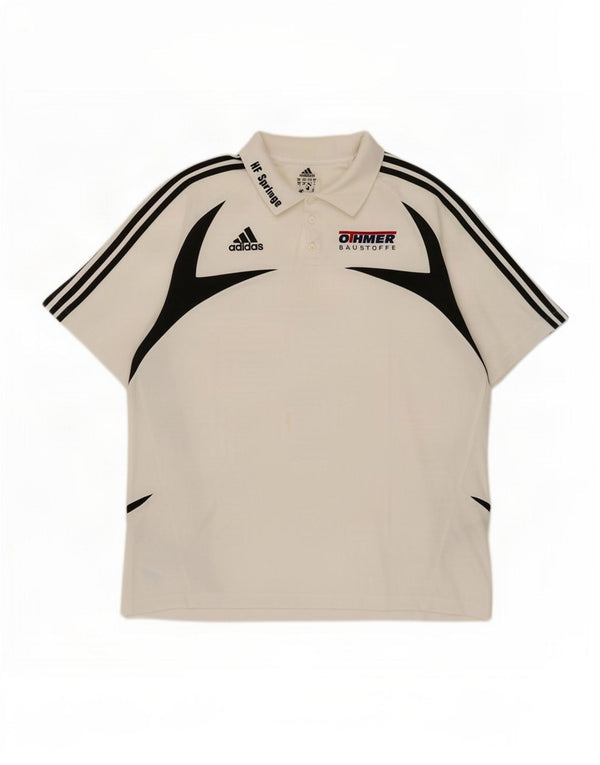 Adidas Mens Graphic Polo Shirt UK 48/50 XL White Colourblock Cotton