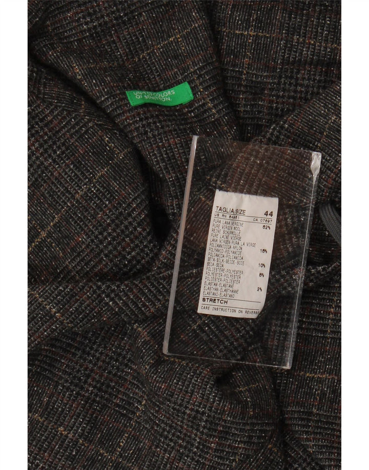 Benetton Womens Mini Skirt IT 44 Medium W34 Grey Houndstooth Virgin Wool