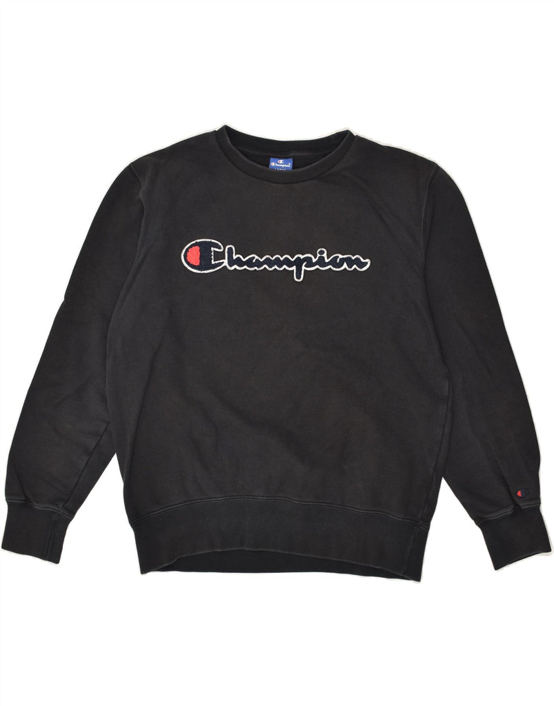 CHAMPION Mens Graphic Sweatshirt Jumper Large Black Cotton | Vintage Champion | Thrift | Second-Hand Champion | Used Clothing | Messina Hembry 