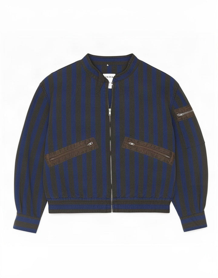 Vintage Womens Bomber Jacket UK 18 XL Blue Striped