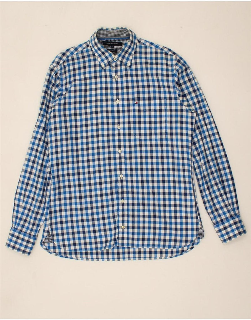 TOMMY HILFIGER Mens Custom Fit Shirt Medium Blue Check Cotton Vintage Tommy Hilfiger and Second-Hand Tommy Hilfiger from Messina Hembry 