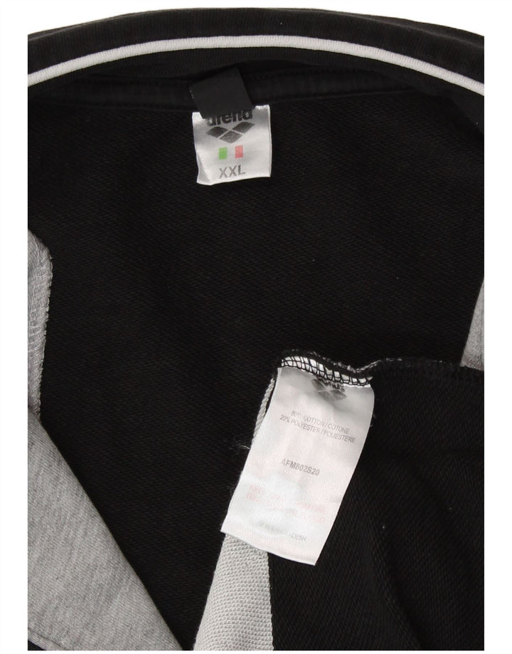 Arena Mens Tracksuit Top Jacket 2XL Black Colourblock Cotton