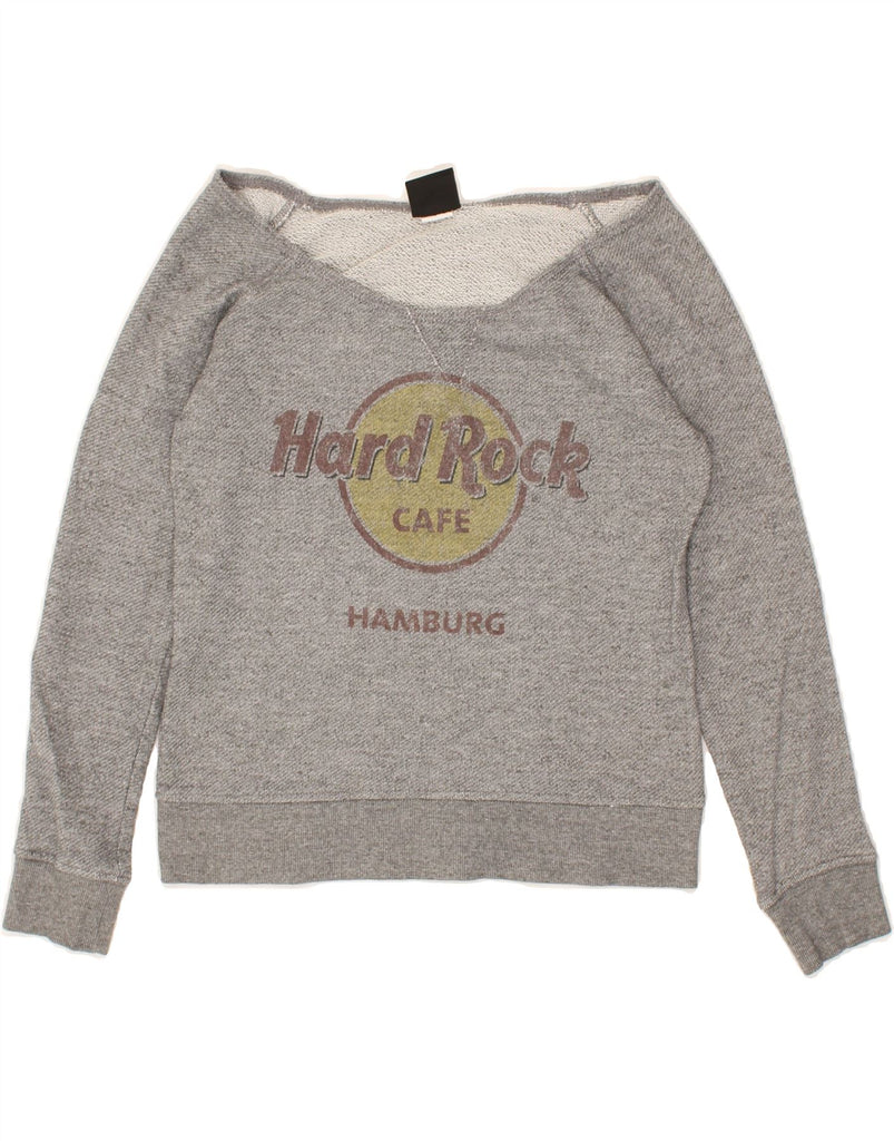 HARD ROCK CAFE Womens Hamburg Graphic Sweatshirt Jumper UK 12 Medium Grey | Vintage Hard Rock Cafe | Thrift | Second-Hand Hard Rock Cafe | Used Clothing | Messina Hembry 