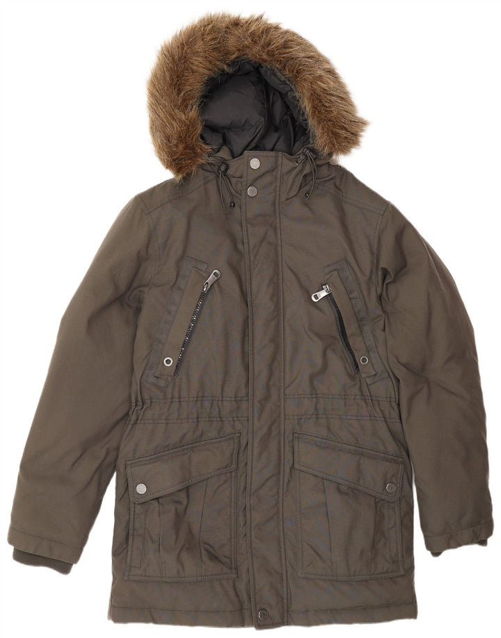 Esprit Mens Hooded Parka Jacket UK 38 Medium Grey