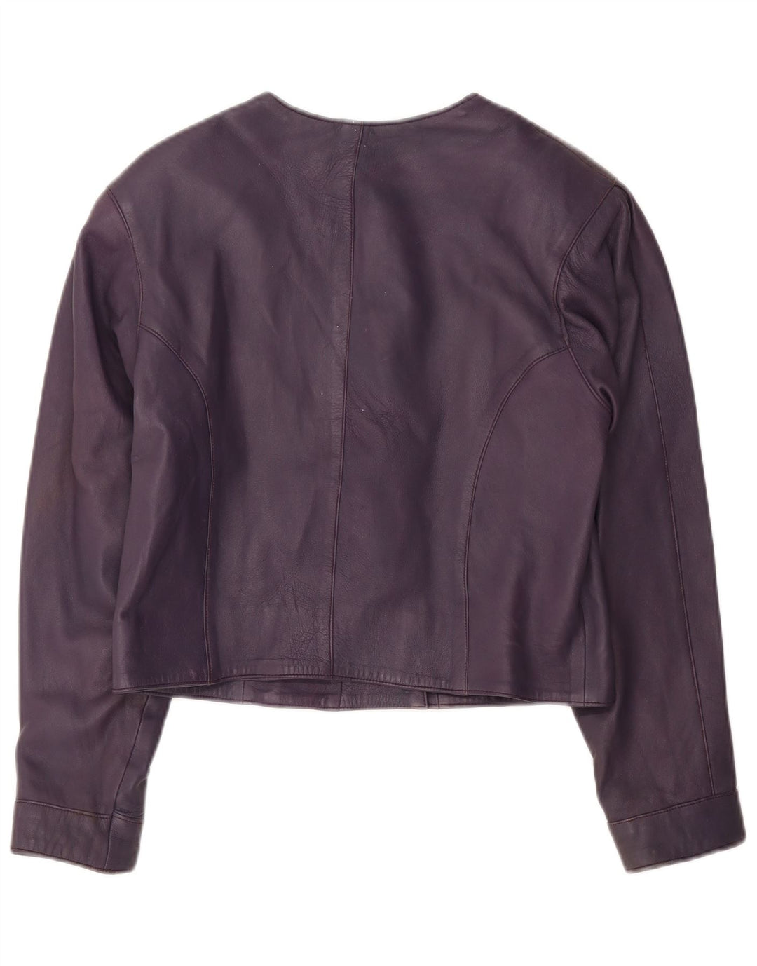 Vintage Womens Crop Leather Jacket UK 10 Small Purple