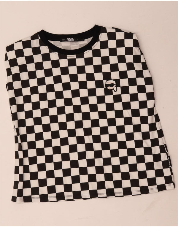 Karl Lagerfeld Womens Vest Top UK 18 XL Black Geometric Cotton
