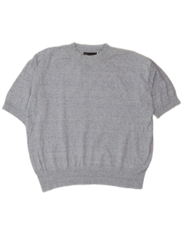 Marks & Spencer Womens Crew Neck Jumper Sweater UK 14 Medium Blue Flecked