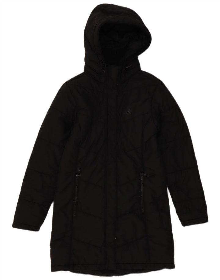 Jack Wolfskin Womens Hooded Padded Coat UK 8/10 Small Black Polyester